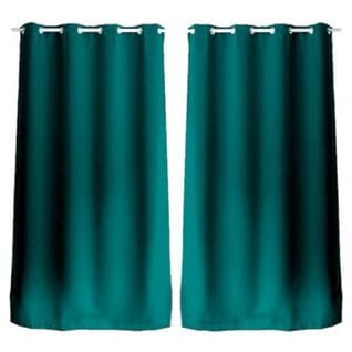 Lot De Rideaux En Toile Unie Basic à 8 Oeillets - Longueur 240 Cm X Largeur 140 Cm - Vert Émeraude