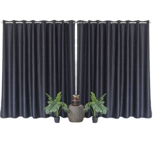 Lot De 2 Grands Rideaux Unis Occultants Avec Œillets - 300 X 240 Cm - Noir