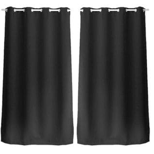 Lot De 2 Rideaux Unis Occultants Avec Oeillets - 140 X 240 Cm - Noir