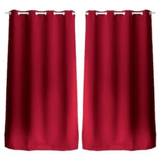 Lot De 2 Rideaux Unis Avec Oeillets - 140 X 240 Cm - Rouge