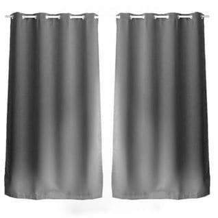 Lot De 2 Rideaux Unis Avec Oeillets - 140 X 240 Cm - Gris Clair