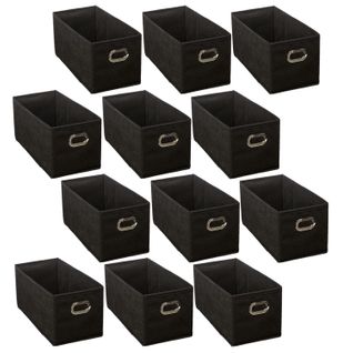 Lot De 12 Boites De Rangement En Tissu Avec Poignée - Longueur 31 X Hauteur 15 Cm - Noir