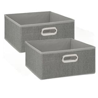 Lot De 2 Boites De Rangement En Tissu L.31 X H. 15 Cm - Gris Clair Chiné