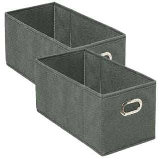 Lot De 2 Boites De Rangement En Tissu Avec Poignée - Longueur 31 X Hauteur 15 Cm - Vert Kaki