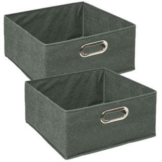 Lot De 2 Boites De Rangement En Tissu L.31 X H. 15 Cm - Vert Kaki