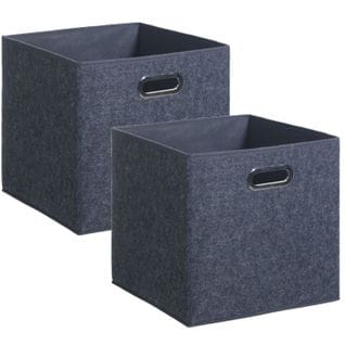 Lot De 2 Boites De Rangement En Feutrine - L. 31 Cm X H. 31 Cm - Gris Foncé Chiné