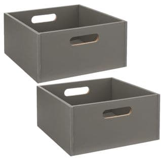 Lot De 2 Boîtes De Rangement Carrée En Mdf - L. 31 X H. 15 Cm - Vert De Gris