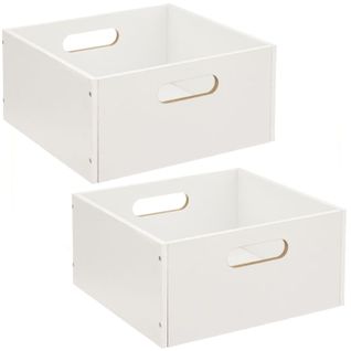 Lot De 2 Boîtes De Rangement Carrée En Mdf - L. 31 X H. 15 Cm - Blanc