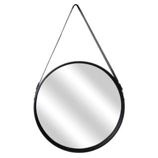 Miroir Rond À Suspendre Avec Une Anse - Diam. 50 Cm. - Noir