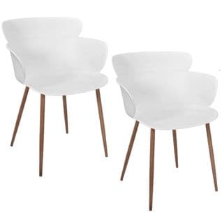 Lot De 2 Fauteuils Coque Lorens En Polypropylène Et Métal - Blanc Et Marron