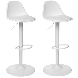 Lot De 2 Chaises De Bar Aiko En Polypropylène Ajustable - Blanc