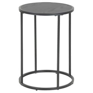 Table D'appoint Ou Bout De Canapé Rond En Mdf Et Métal Diam.45cm - Noir