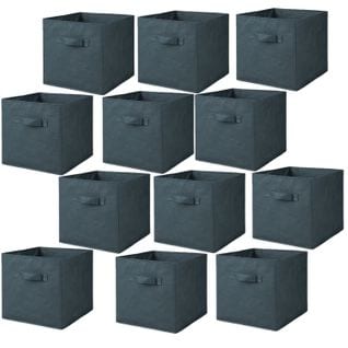 Lot De 12 Cubes De Rangement Pliables En Polypropylène Avec Poignée - 30x30x30cm - Bleu Pétrole