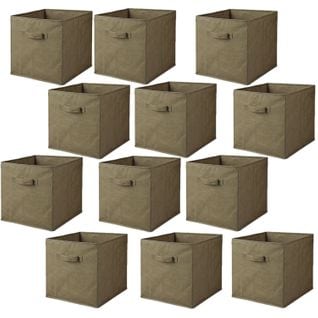 Lot De 12 Cubes De Rangement Pliables En Polypropylène Avec Poignée - 30x30x30cm - Vert Olive