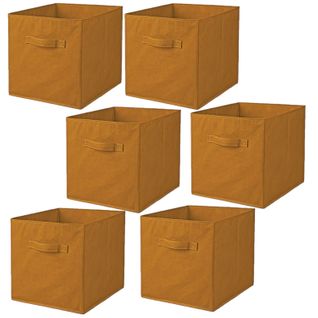 Lot De 6 Cubes De Rangement Pliables En Polypropylène Avec Poignée - 30x30x30cm - Jaune Ambre