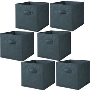 Lot De 6 Cubes De Rangement Pliables En Polypropylène Avec Poignée - 30x30x30cm - Bleu Pétrole