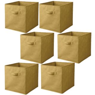 Lot De 6 Cubes De Rangement Pliables En Tissus Avec Poignée - 30x30x30cm - Jaune Ananas