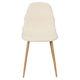 Chaise Faro Tissu Et Pieds Métal Imitation Bois - Beige