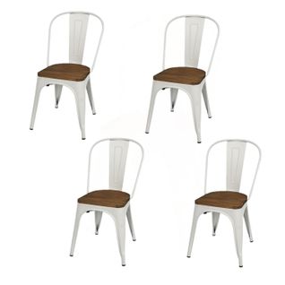 Lot De 4 Chaises Vintage Liv H84 Cm - Blanc