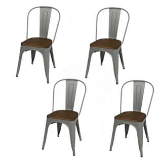 Lot De 4 Chaises Vintage Liv H84 Cm - Gris Mat