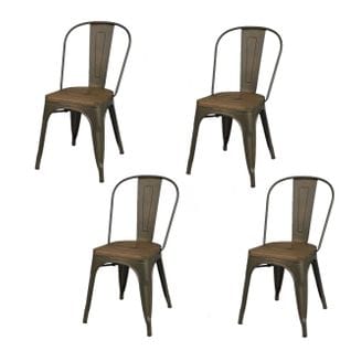 Lot De 4 Chaises Vintage Liv H84 Cm - Gris Industriel