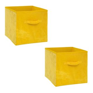 Lot De 2 Boîtes De Rangement Design Velours Mix N' Modul - L. 31 X L. 31 Cm - Jaune