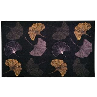 Tapis Must En Velours Imprimé Ginkgo - 50 X 80 Cm - Noir