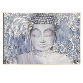 Toile Imprimée Encadrée Bouddha Effet Alu - 60 X 90 Cm