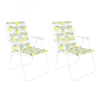 Lot De 2 Chaises De Camping Pliante Citrons - Multicolore