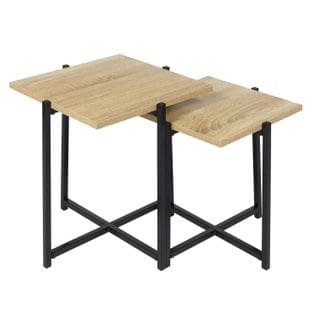 Lot De 2 Tables Gigognes En Bois Et Métal Kalo - Marron Et Noir