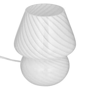 Lampe Champignon En Verre - Hauteur 18 Cm - Blanc