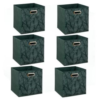 Lot De 6 Boites De Rangement En Tissu Herbier - 31x31x31cm - Vert