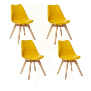 Lot De 4 Chaises Design Scandinave Baya - Jaune