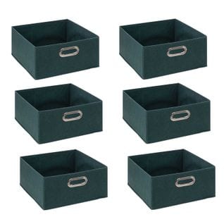 Lot De 6 Boites De Rangement En Tissu - 31x31x15cm - Bleu Pétrol