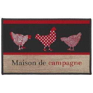 Tapis Rectangle Maison De Campagne - Noir Et Rouge