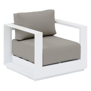 Fauteuil De Salon De Jardin En Aluminium Allure - Gris Minéral Et Blanc