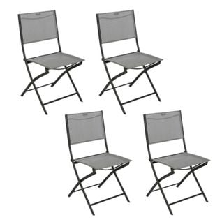 Lot De 4 Chaises De Jardin Pliables Modula - Galet Et Graphite