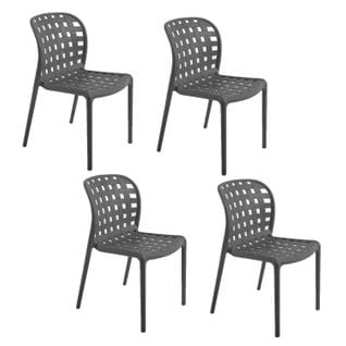 Lot De 4 Chaises De Jardin En Polypropylène Sienne - Gris Foncé