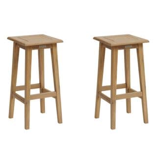 Lot De 2 Tabourets Haut De Jardin Tiwi En Acacia - Beige