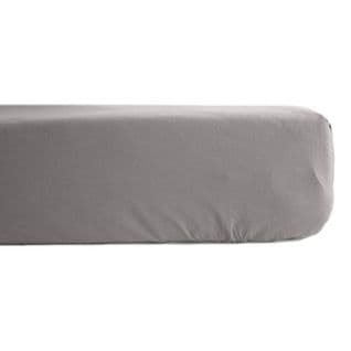 Drap Housse Percale Pur Coton 80 Fils/cm² - Cendre - 80 X 200 Cm Bonnet De 35 Cm