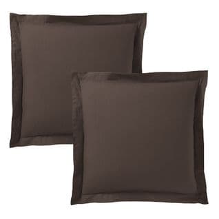 Lot De 2 Taies D'oreiller Choco 63 X 63 Cm Volant Plat Piqué / 100% Coton / 57 Fils/cm²