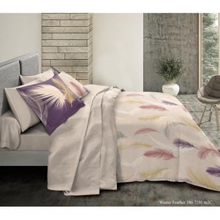 Pack Complet Feather Housse De Couette Pour Lit 140 X 190 Cm 100% Coton / 57 Fils/cm²