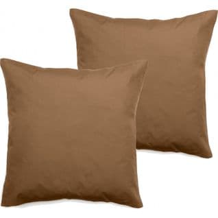 Lot De 2 Taies D'oreiller Percale Pur Coton 80 Fils/cm² - Cognac - 65 X 65 Cm