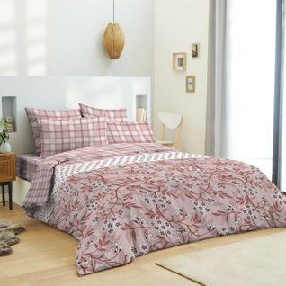 Pack Complet Housse De Couette Réversible Pour Lit 140 X 190 Cm Liberty Rose