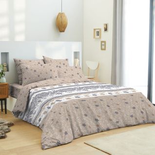 Pack Complet Housse De Couette Réversible Pour Lit 160 X 200 Cm Heart Taupe