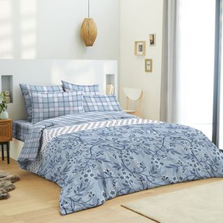 Pack Complet Housse De Couette Réversible Pour Lit 160 X 200 Cm Heart Bleu