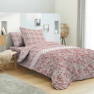 Pack Complet Housse De Couette Réversible Pour Lit 90 X 190 Cm Liberty Rose