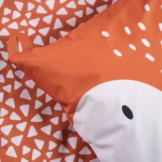 Parure De Couette 140 X 200 "funny Fox" Réversible 100% Coton / 57 Fils/cm²