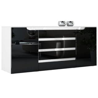 Buffet Bas  Blanc Mat Et  Noir Laqué  (lxhxp) : 166 X 72 X 35