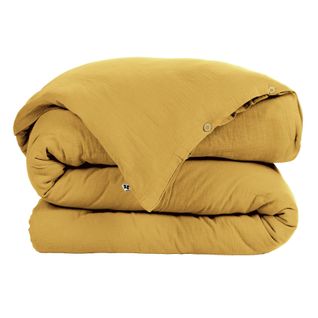 Housse De Couette Gaze De Coton Bio 140x200 Cm 1 Personne Jaune Safran